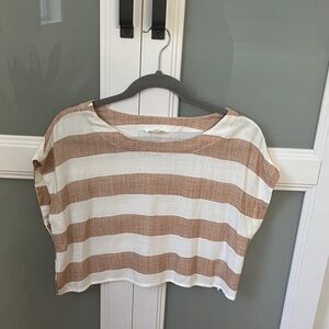 Blu Pepper Brown and White Striped Crop Top